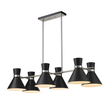 Z-Lite Soriano 6-Light Chandelier In Matte Black With Brushed Nickel