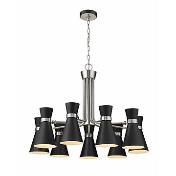 Z-Lite Soriano 9-Light Chandelier In Matte Black With Brushed Nickel