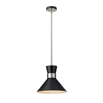 Z-Lite Soriano 1-Light Pendant Light In Matte Black With Brushed Nickel