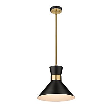 Z-Lite Soriano 1-Light Pendant Light In Matte Black With Heritage Brass