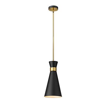 Z-Lite Soriano 1-Light Pendant Light In Matte Black With Heritage Brass