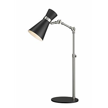 Z-Lite Soriano 1-Light Table Lamp Light In Matte Black With Brushed Nickel