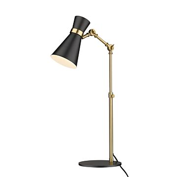 Z-Lite Soriano 1-Light Table Lamp Light In Matte Black With Heritage Brass