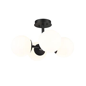 Z-Lite Midnetic 4-Light Semi Flush Mount Ceiling Light In Matte Black