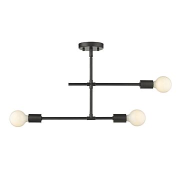 Z-Lite Modernist 3-Light Semi Flush Mount Ceiling Light In Matte Black