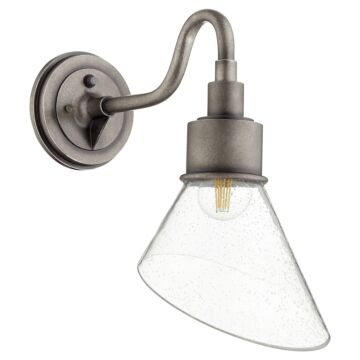 Torrey One Light Wall Mount in Weathered Zinc Clear Seeded by Quorum