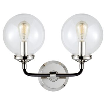 Bistro  Wall Sconce in Polished Nickel and Black by Visual Comfort Signature