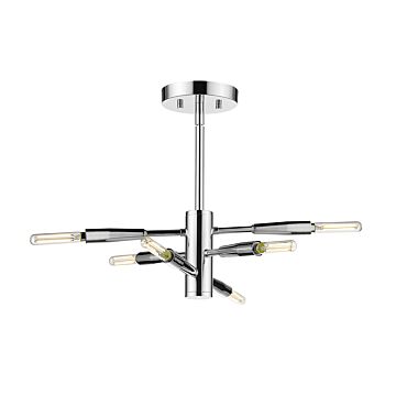 Z-Lite Ascension 6-Light Semi Flush Mount Ceiling Light In Chrome