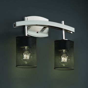 Wire Mesh Bathroom Vanity Light in Brushed Nickel by Justice Designs