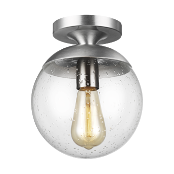 Leo   Hanging Globe One Light Wall   Ceiling Semi Flush Mount in Satin Aluminum by Visual Comfort Studio