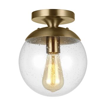 Leo   Hanging Globe One Light Wall   Ceiling Semi Flush Mount in Satin Brass by Visual Comfort Studio