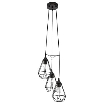 Tarbes Three Light Pendant in Matte Black by Eglo USA
