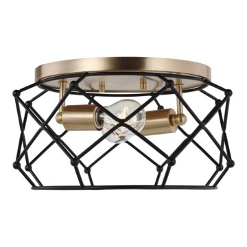 Zarra Two Light Flush Mount in Satin Brass by Visual Comfort Studio