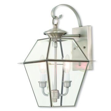 Westover 2-Light Outdoor Wall Lantern in Brushed Nickel
