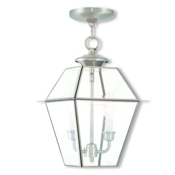 Westover 2-Light Outdoor Pendant in Brushed Nickel