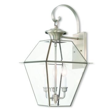 Westover 3-Light Outdoor Wall Lantern in Brushed Nickel