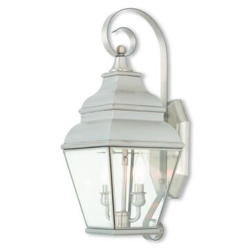 Exeter 2-Light Outdoor Wall Lantern in Brushed Nickel