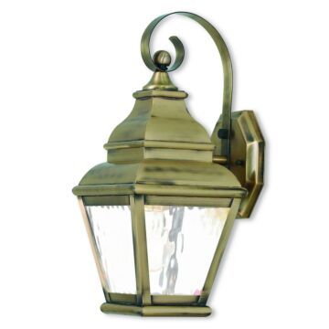 Exeter 1-Light Outdoor Wall Lantern in Antique Brass