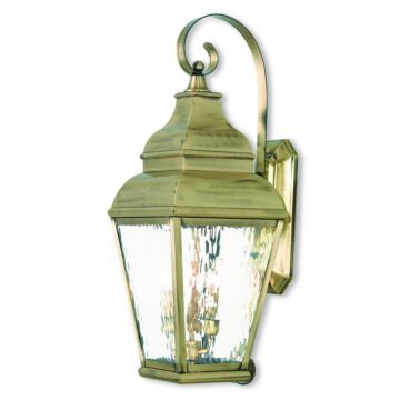 Exeter 3-Light Outdoor Wall Lantern in Antique Brass