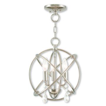 Aria 3-Light Mini Chandelier with Ceiling Mount in Polished Nickel