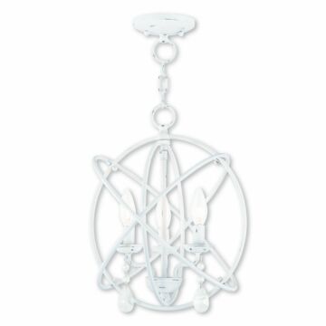 Aria 3-Light Mini Chandelier with Ceiling Mount in Antique White