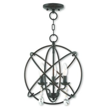 Aria 3-Light Mini Chandelier with Ceiling Mount in English Bronze
