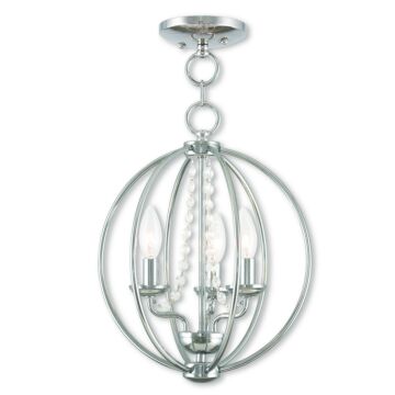 Arabella 3-Light Mini Chandelier with Ceiling Mount in Polished Chrome