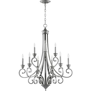Bryant Nine Light Chandelier in Classic Nickel by Quorum International
