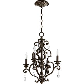 San Miguel Four Light Chandelier in Vintage Copper by Quorum International