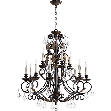 Rio Salado 12 Light Chandelier in Toasted Sienna With Mystic Silver by Quorum International