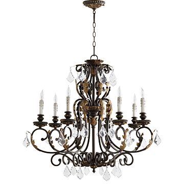 Rio Salado Eight Light Chandelier in Toasted Sienna With Mystic Silver by Quorum International