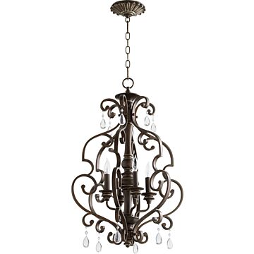 San Miguel Four Light Entry Pendant in Vintage Copper by Quorum International