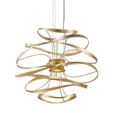 Calligraphy LED Chandelier in Gold Leaf W Polished Stainless by Corbett Lighting