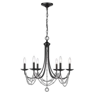 Mirabella BLK Six Light Chandelier in Matte Black by Golden
