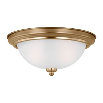 Geary 2-Light Flush Mount in Satin Brass