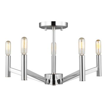 Vector Five Light Semi Flush Mount in Chrome by Visual Comfort Studio