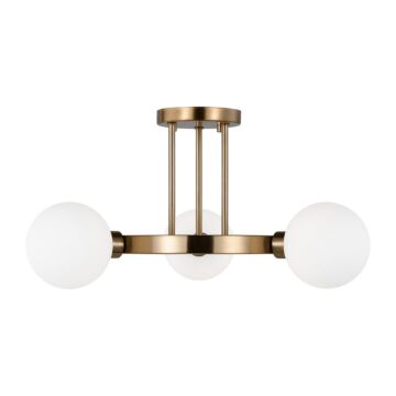 Clybourn Three Light Semi Flush Mount in Satin Brass by Visual Comfort Studio