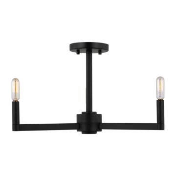 Fullton Three Light Semi Flush Mount in Midnight Black by Visual Comfort Studio