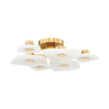 Holmdel LED Semi Flush Mount in Aged Brass by Hudson Valley