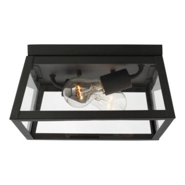 Founders Two Light Outdoor Flush Mount in Black by Visual Comfort Studio