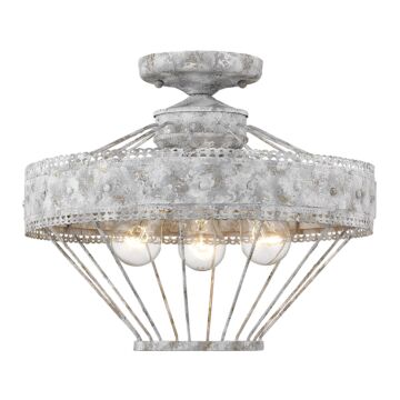 Ferris OY Three Light Semi Flush Mount in Oyster by Golden