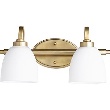 Reyes Two Light Vanity in Aged Brass by Quorum International