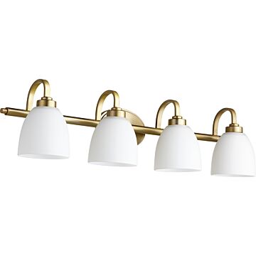 Reyes Four Light Vanity in Aged Brass by Quorum International
