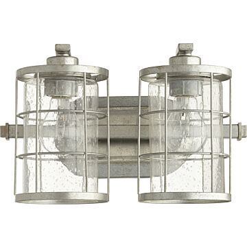 Ellis Two Light Vanity in Tumbled Steel by Quorum International