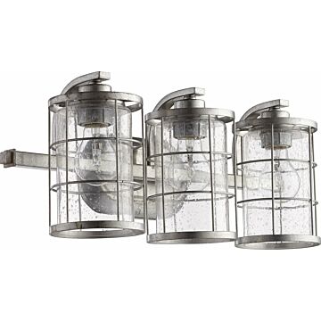 Ellis Three Light Vanity in Tumbled Steel by Quorum International