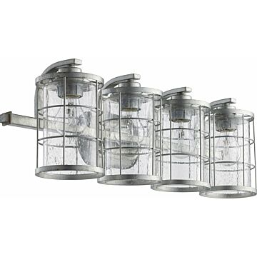 Ellis Four Light Vanity in Tumbled Steel by Quorum International