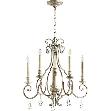 Ansley Five Light Chandelier in Aged Silver Leaf by Quorum International