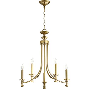 Rossington Five Light Chandelier in Aged Brass by Quorum International