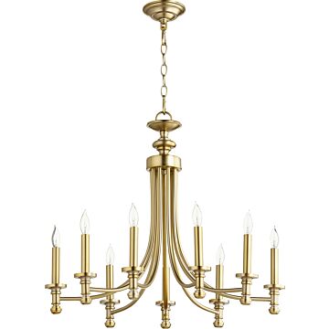 Rossington Nine Light Chandelier in Aged Brass by Quorum International