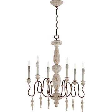 La Maison Six Light Chandelier in Manchester Grey  Rust Accents by Quorum International